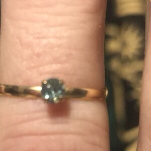 Thin Elegant Gold Ring with Blue Stone